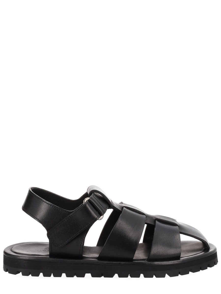 Studio Nicholson Sandom Wide Straps Leather Sandals Zwart