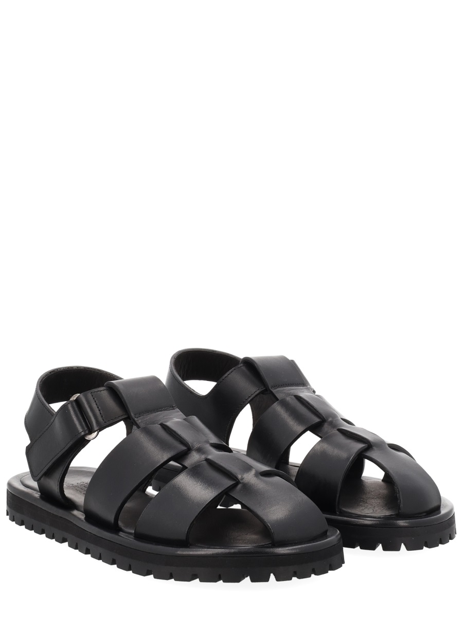Studio Nicholson Sandom Wide Straps Leather Sandals Zwart