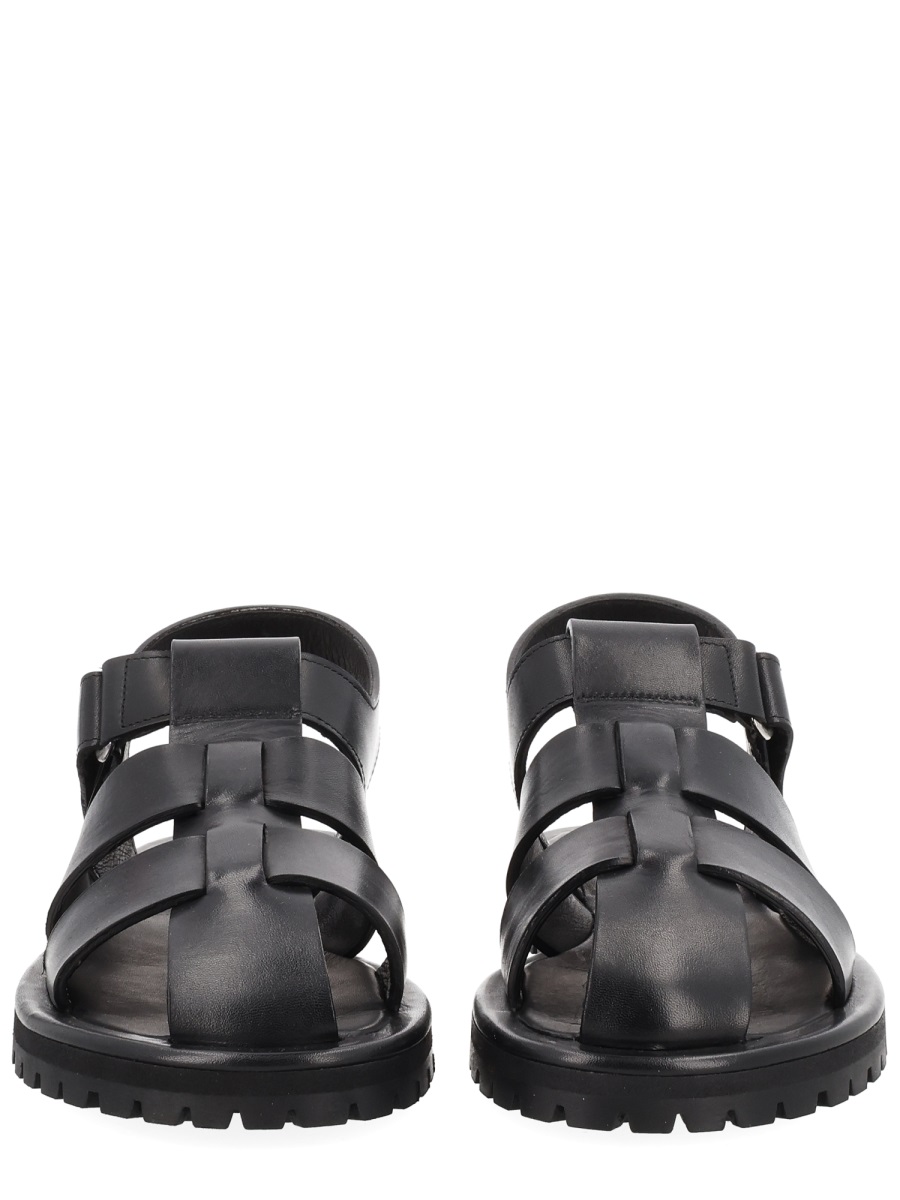 Studio Nicholson Sandom Wide Straps Leather Sandals Zwart
