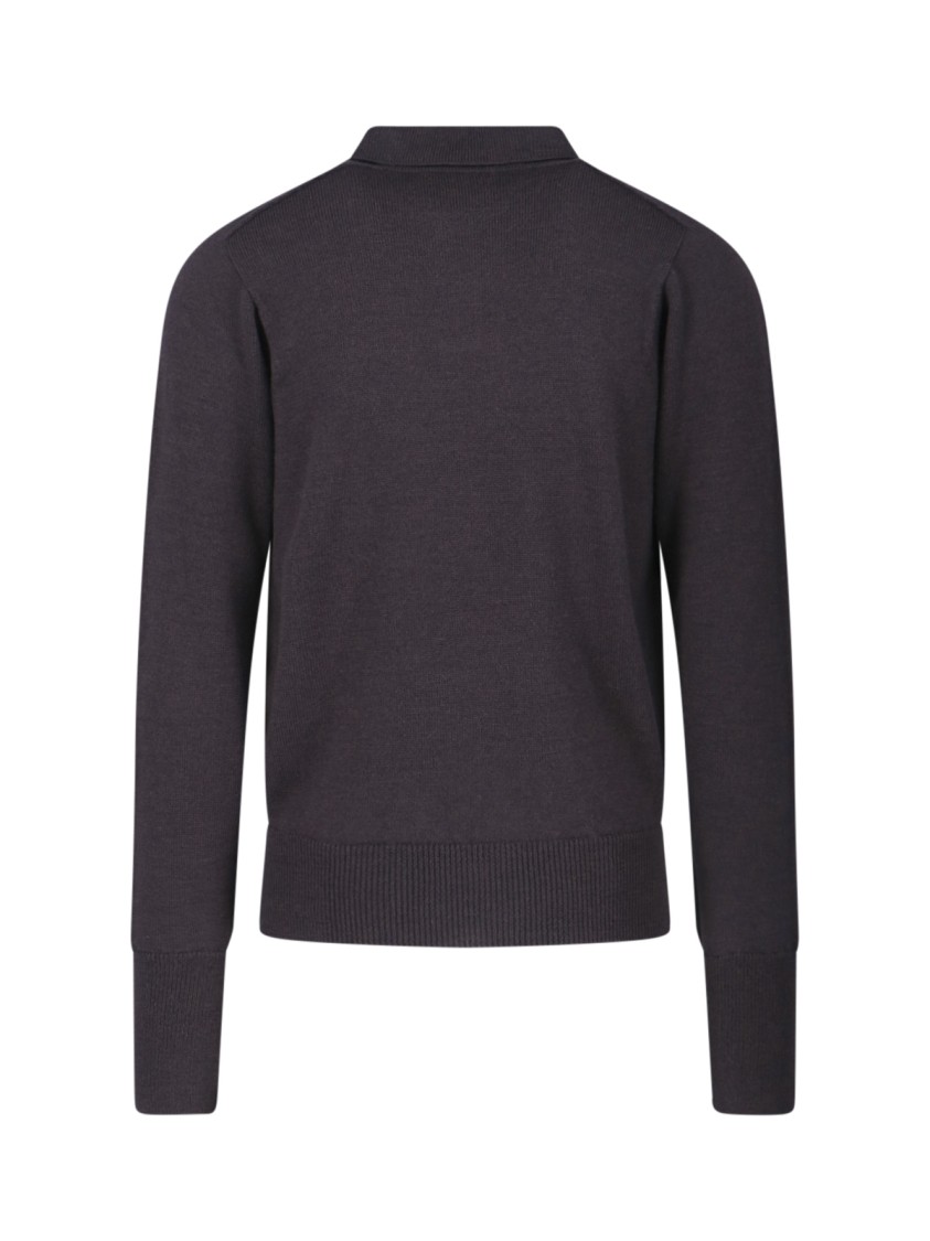 Studio Nicholson Classic Brown Knit Sweater With Ribbed Cuffs And Hem Bruin