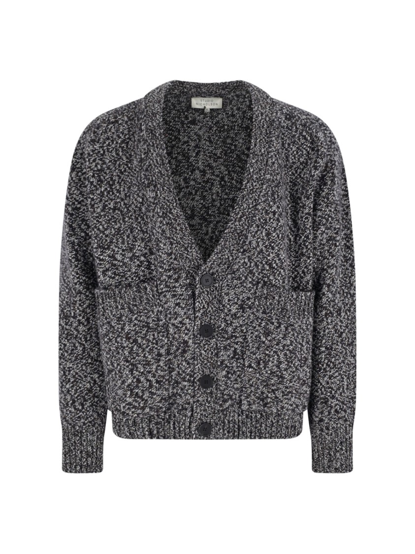 Studio Nicholson Textured Multicolour Knit Sweater With Ribbed Cuffs Grijs