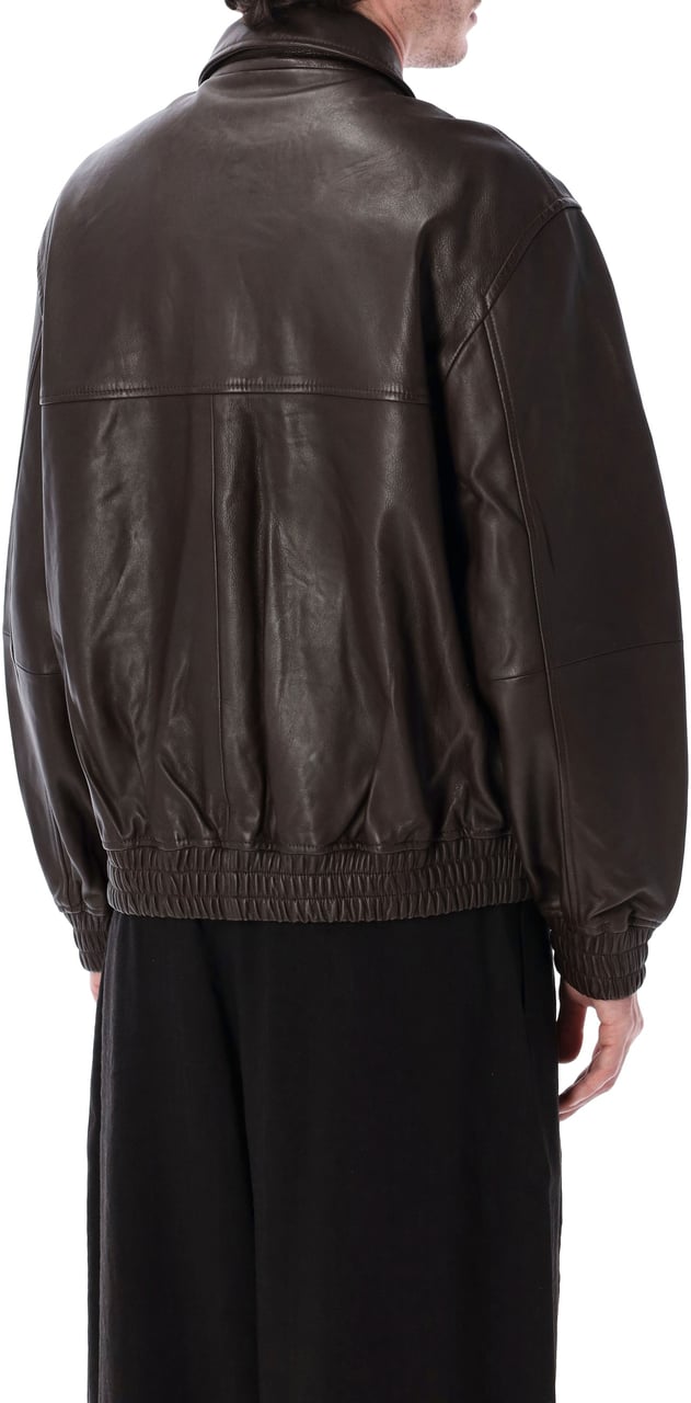 Studio Nicholson Leather Bomber Marrone Bruin