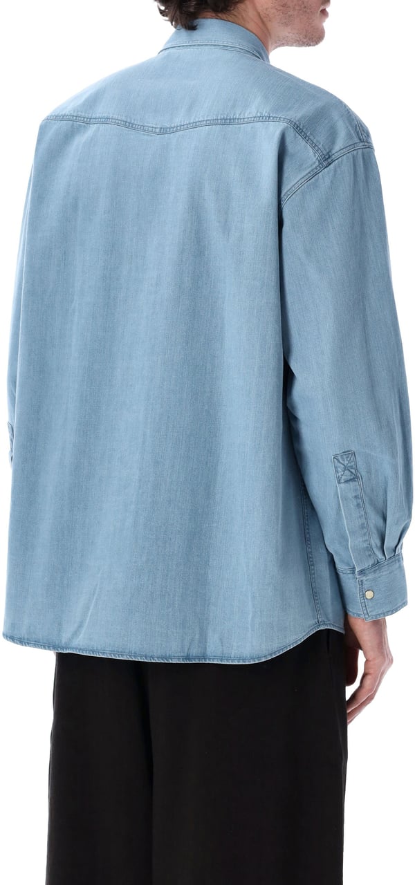 Studio Nicholson Denim Texana Shirt Warn Wash Indigo Lichtblauw