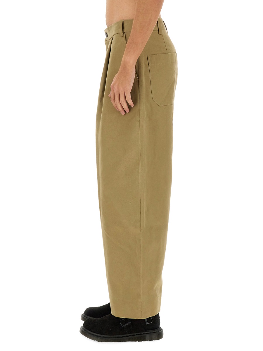 Studio Nicholson Neutrals Sorte Wide-Leg Cropped Cotton Pants Goud