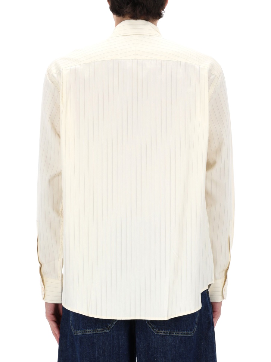 Studio Nicholson View Cotton Silk Pinstripe Shirt Neutraal