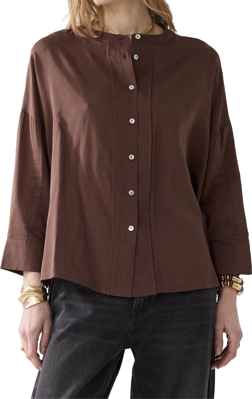 Summum Summum Blouse Viscose Cotton Blouses Bruin 2s3403-12370 Bruin