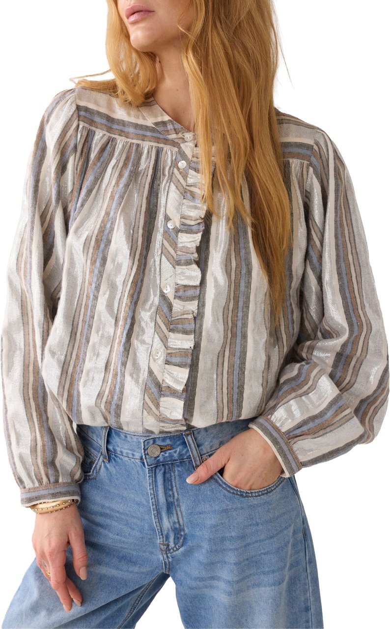 Summum Summum Blouse Silver Stripe  Zilver 2s3416-12422 Zilver