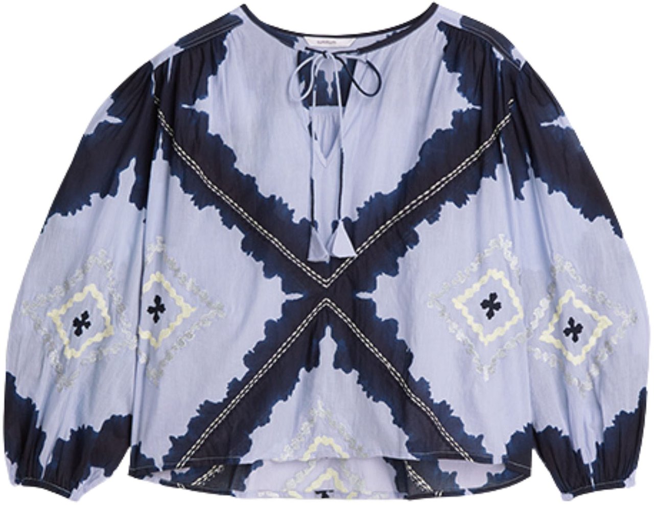Summum Top Cotton Voile Tie&die Donkerblauw 2s3417-12423 Blauw