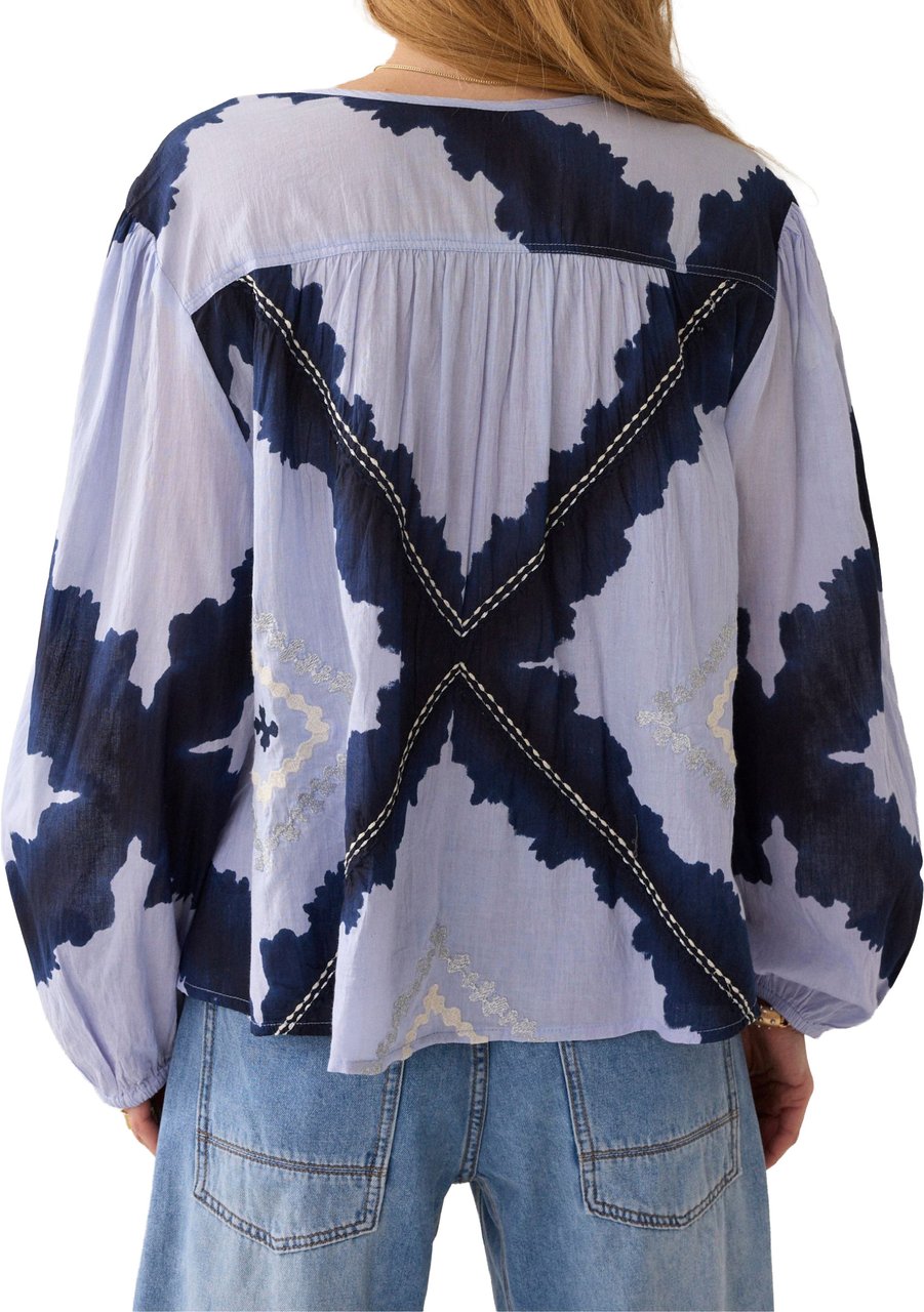 Summum Top Cotton Voile Tie&die Donkerblauw 2s3417-12423 Blauw