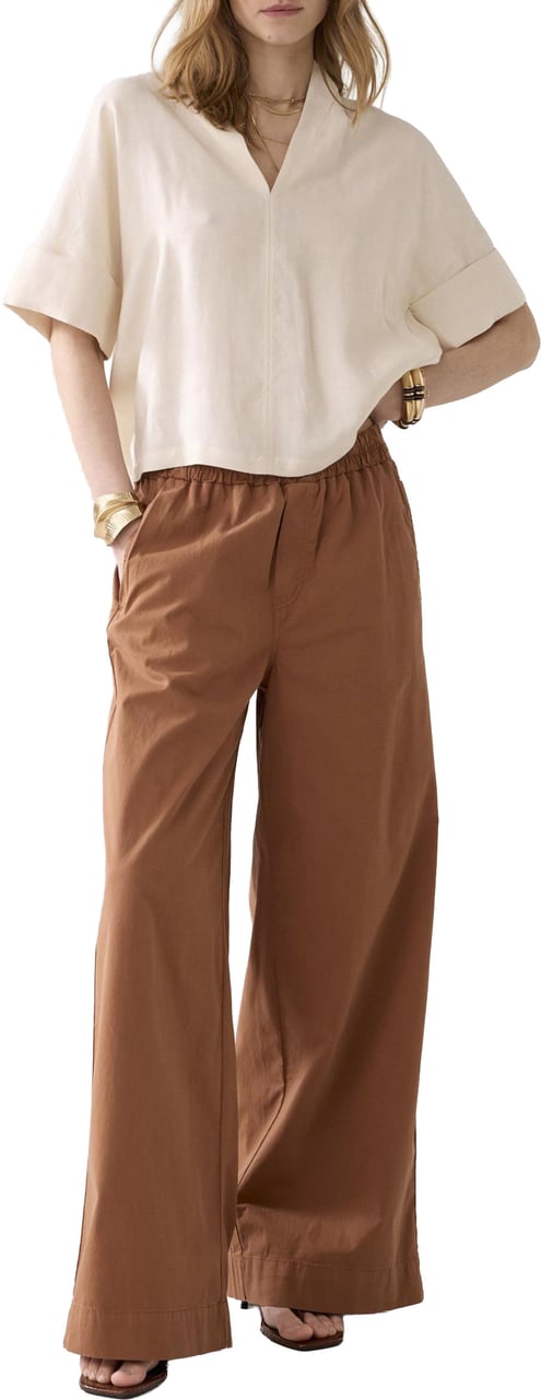 Summum Summum Top Short Sleeves Modal Linen Blend Ecru 2s3432-12372 Wit
