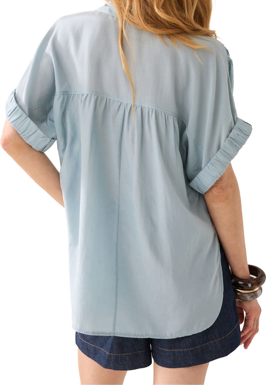 Summum Summum Blouse Short Sleeves Viscose Cotton Mint Groen 2s3484-12370 Groen