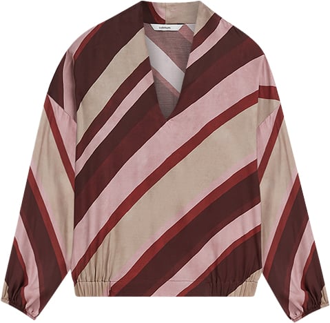 Summum Top V Neck Stripe Printed Blouses Multicolor 2s3560-12488 Divers