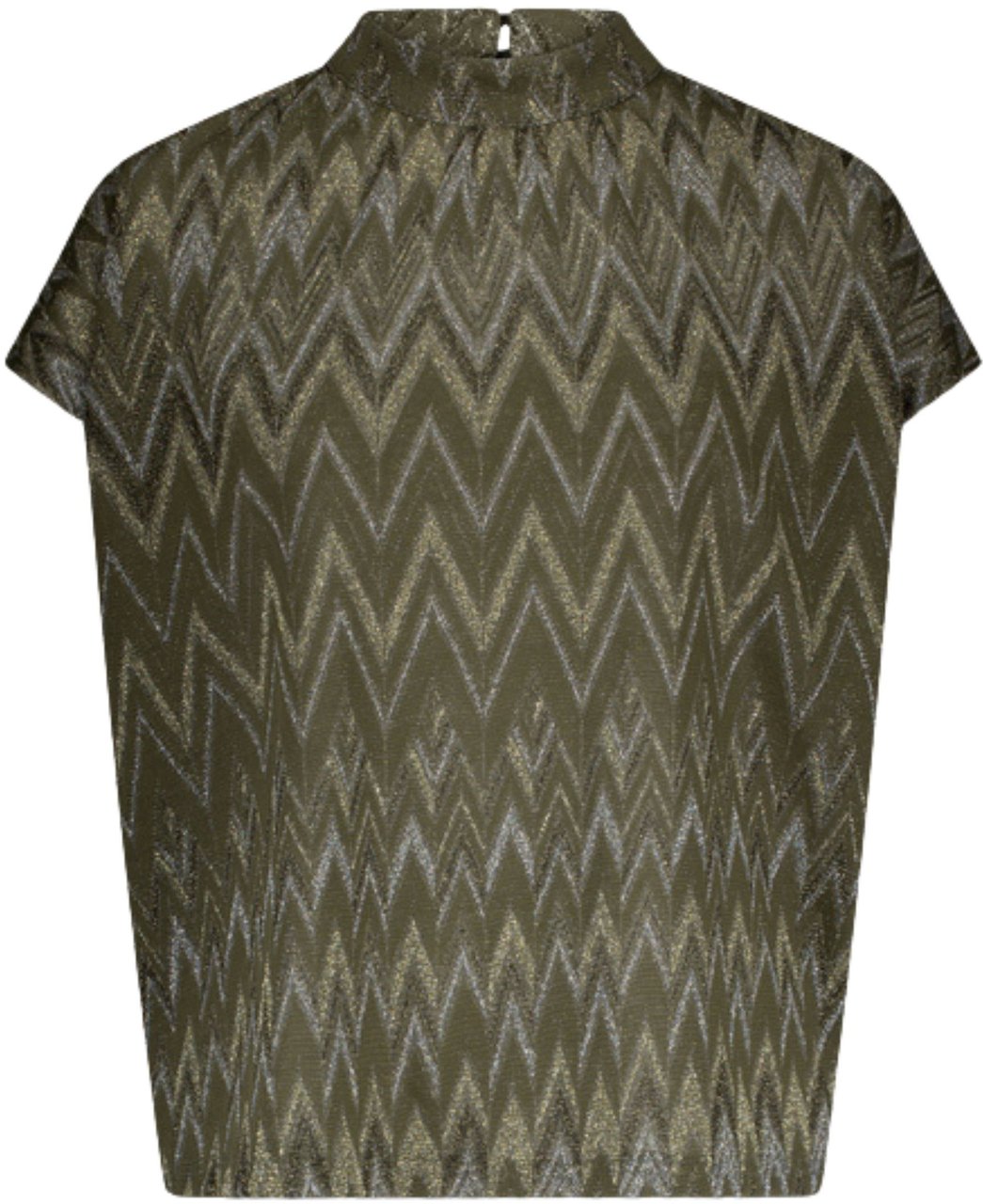Summum Summum Top Zig Zag Lurex Tops Khaki 3s5177-30718 Groen