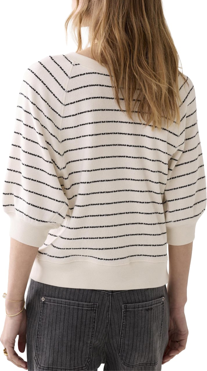 Summum Summum Jersey Striped Sweat Ecru 3s5252-30772 Wit