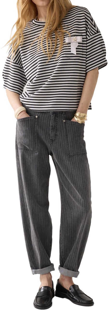 Summum Summum Top Striped Scuba  Zwart 3s5290-30754 Zwart