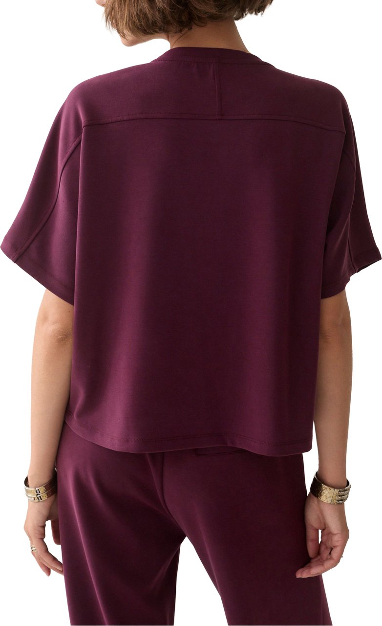 Summum Boxy Top Soft Scuba T-shirts Bordeaux 3s5335-30606 Rood