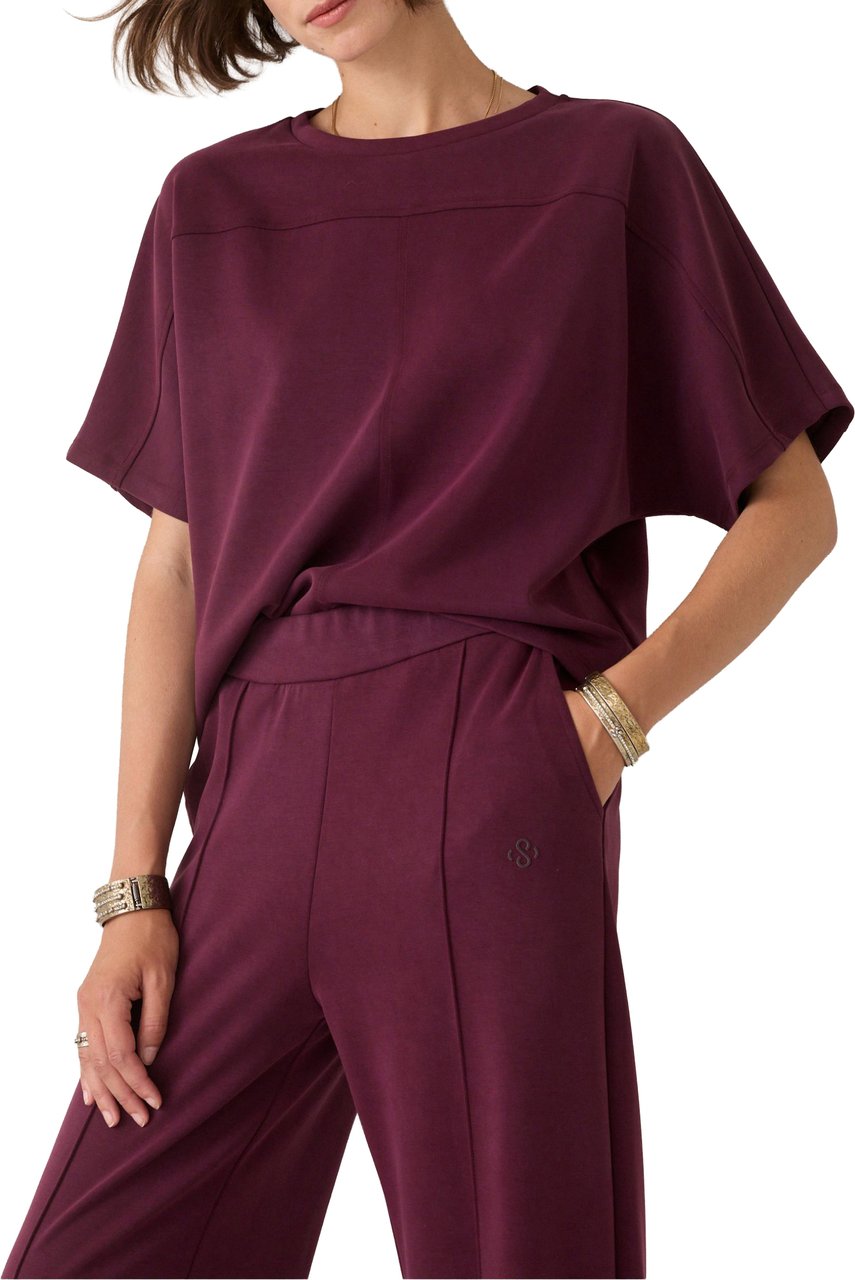 Summum Boxy Top Soft Scuba T-shirts Bordeaux 3s5335-30606 Rood