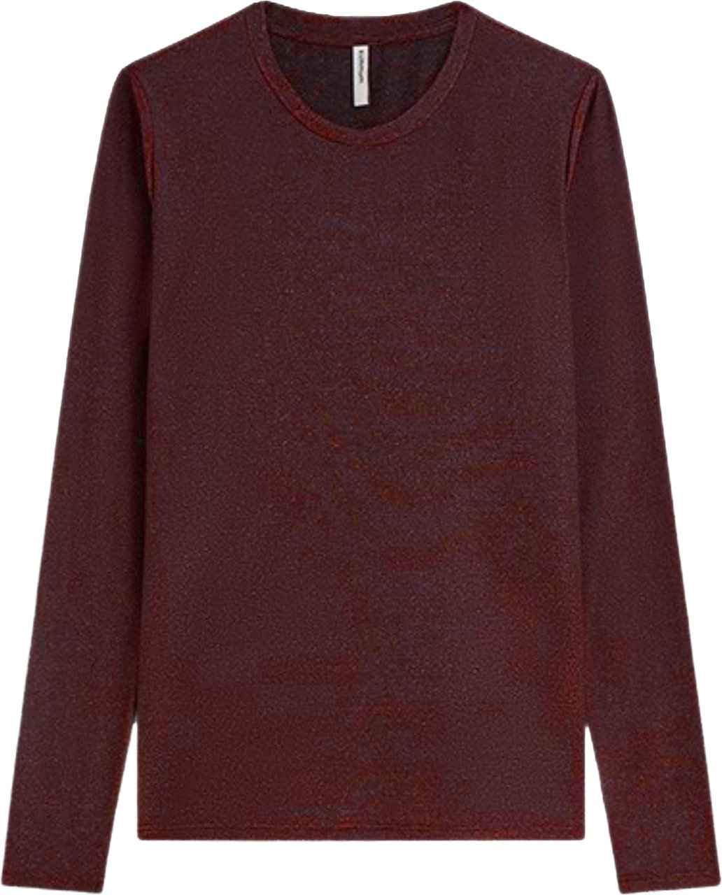Summum Round Neck Top Long Sleeve Mesh Solid Longsleeves Bordeaux 3s5394-30180 Rood