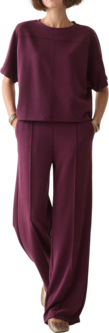 Summum Wide Leg Pant Soft Scuba Pantalons Bordeaux 4s3019-30606 Rood