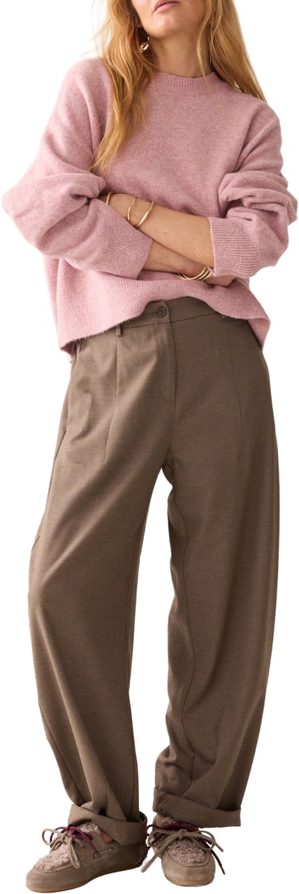 Summum Trousers Barrel Fit Twill Melange Pantalons Taupe 4s3041-12481 Taupe
