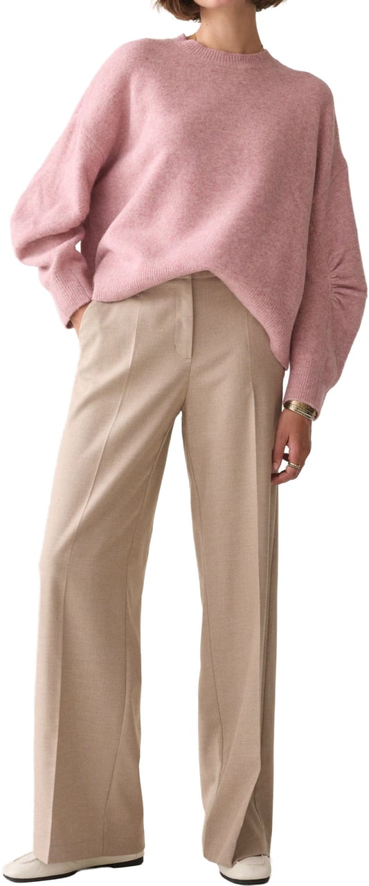 Summum Trousers Wide Leg Twill Melange Pantalons Beige 4s3047-12481 Beige