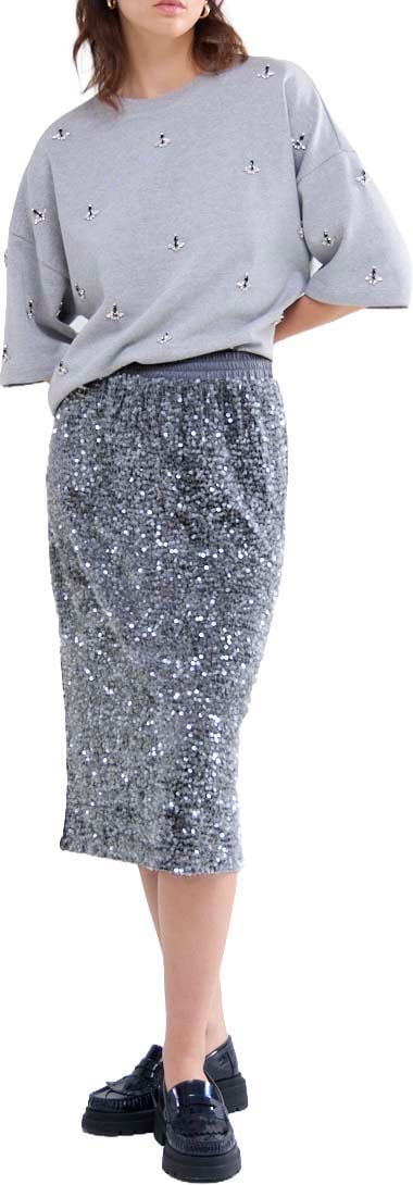 Summum Summum Rok Sequins Velour Grijs 6s1310-11936 Grijs