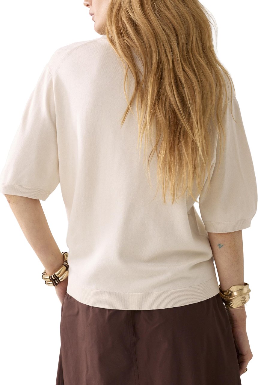 Summum Summum Top Short Sleeve Soft Viscose Polyamide Knit Off White 7s7977-7980 Wit