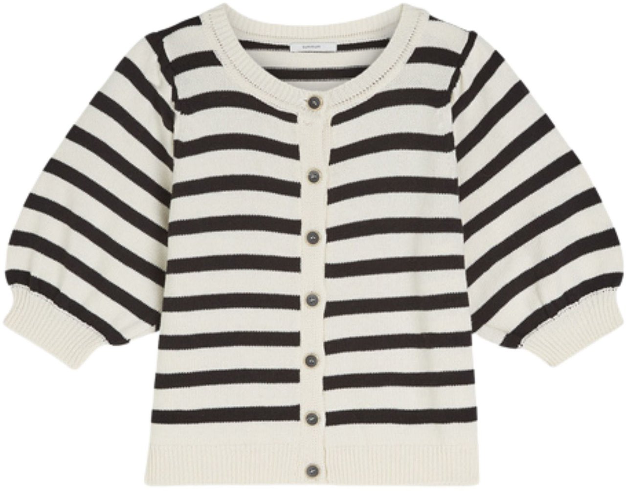 Summum Summum Cardigan Striped Cotton Blend Knit Off White 7s7990-70069 Wit