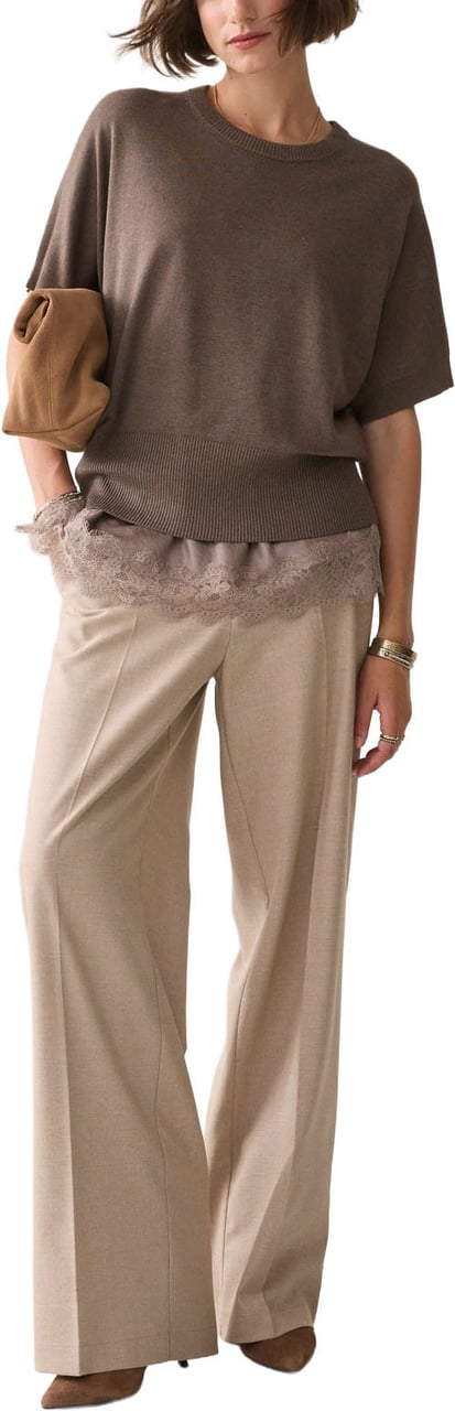 Summum Short Sleeve Sweater Soft Viscose Polyamide Knit Sweaters Taupe 7s8025-7980 Taupe