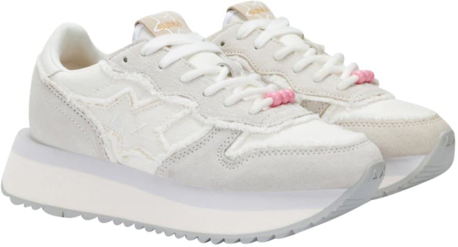 SUN68 Sneakers Bianco Panna Wit