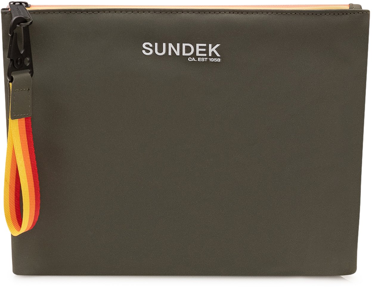 Sundek Pochette con Logo e Chiusura Zip Donkergroen