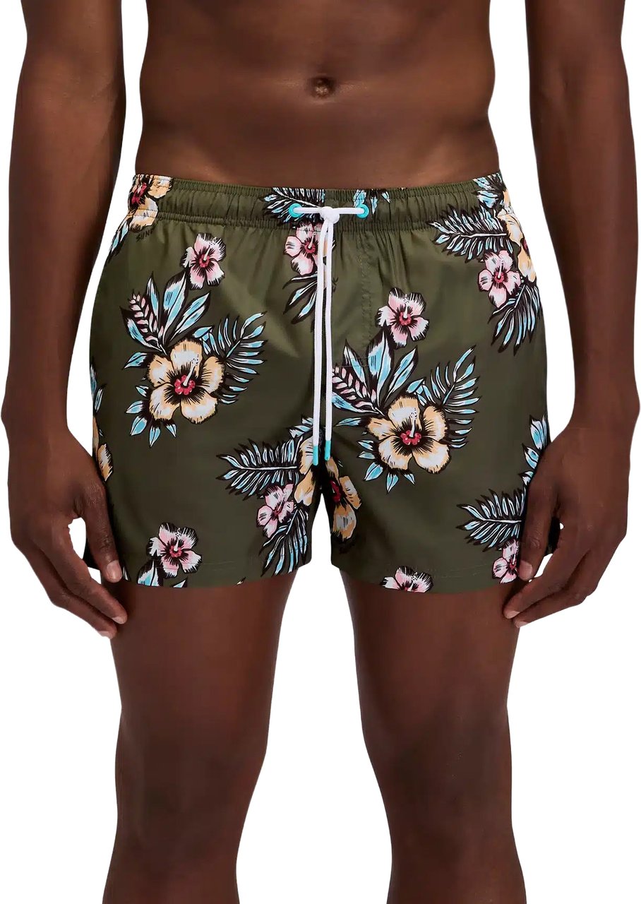 Sundek Printed Boardshort Dark Ar Green Groen