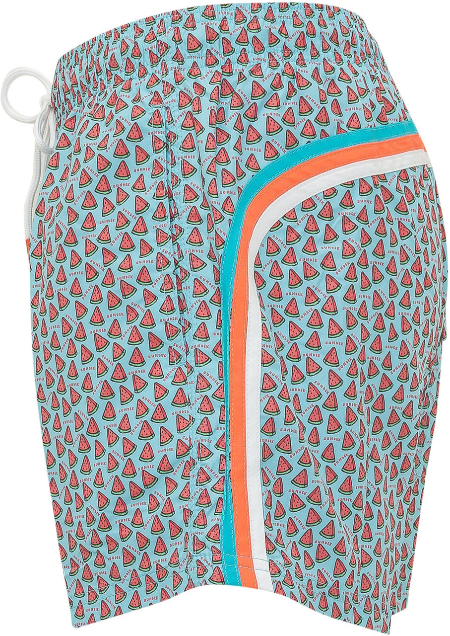 Sundek Boardshort con Stampa All Over Cyaan