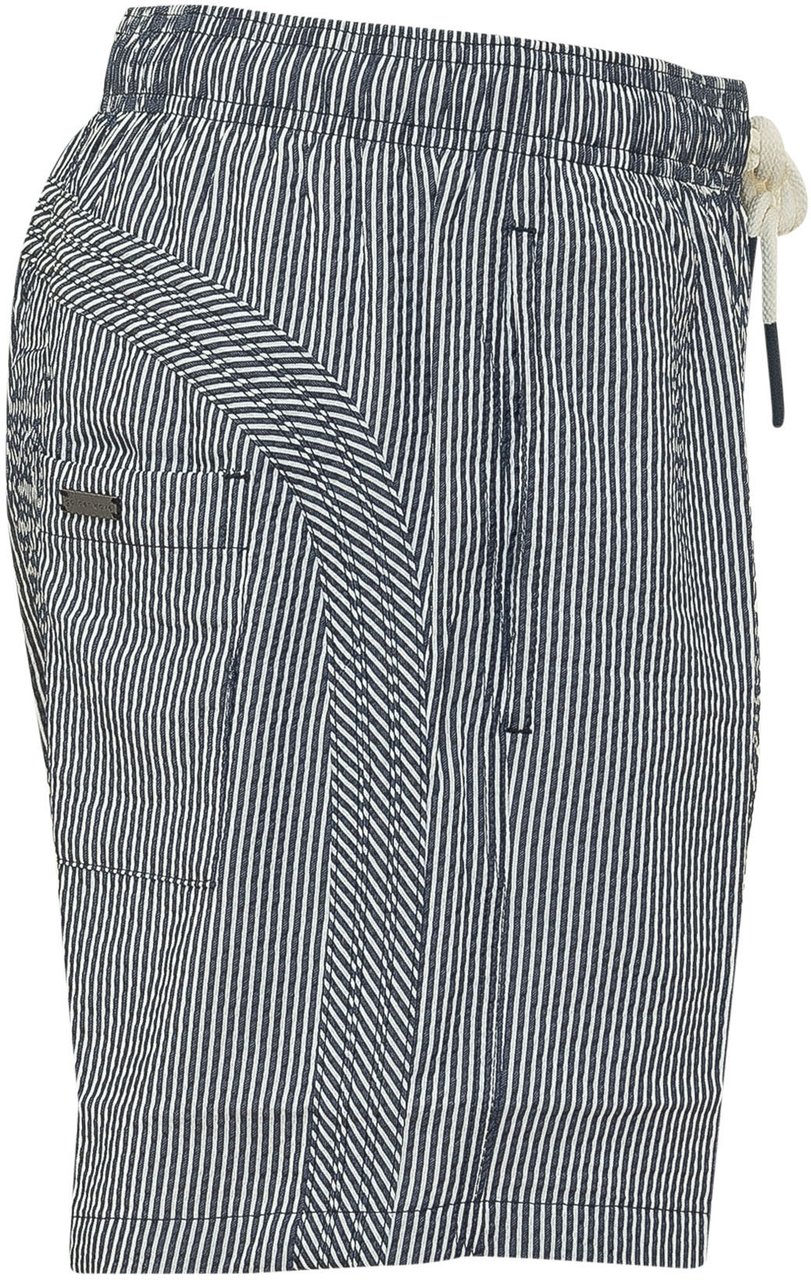 Sundek Costume da Bagno Corto a Righe con Coulisse Navy