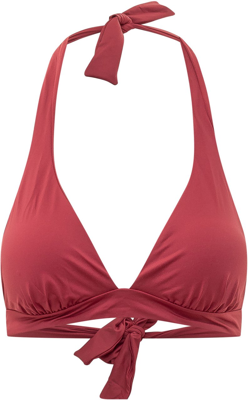 Sundek Bikini Top Halter con Nodo Maroon