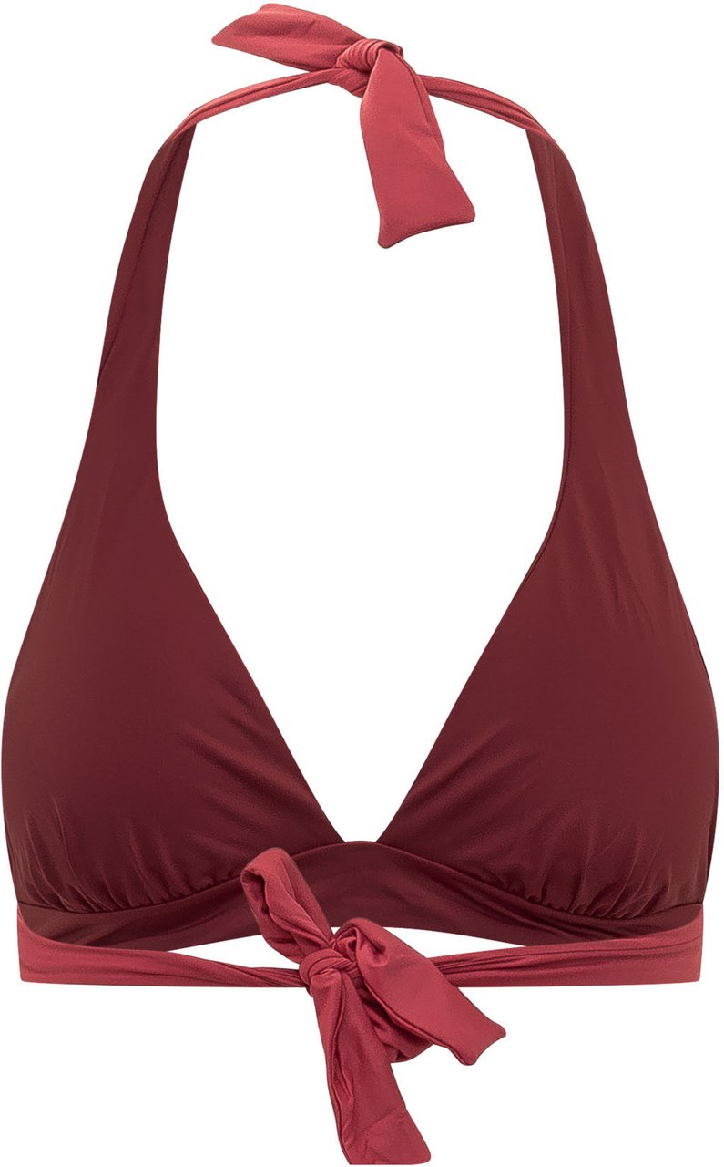 Sundek Bikini Top Halter con Nodo Maroon
