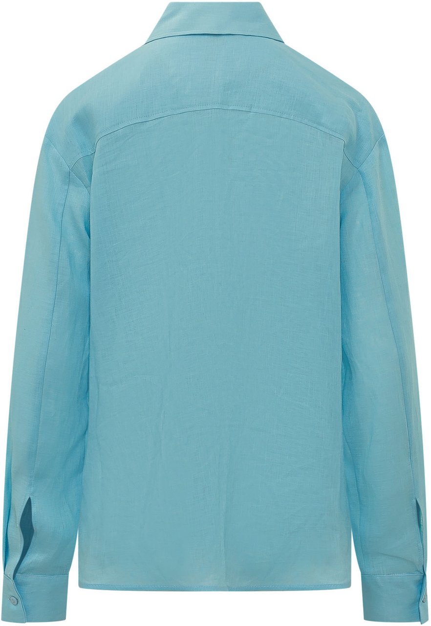 Sundek Camicia con Colletto e Tasca Applicata Lichtblauw