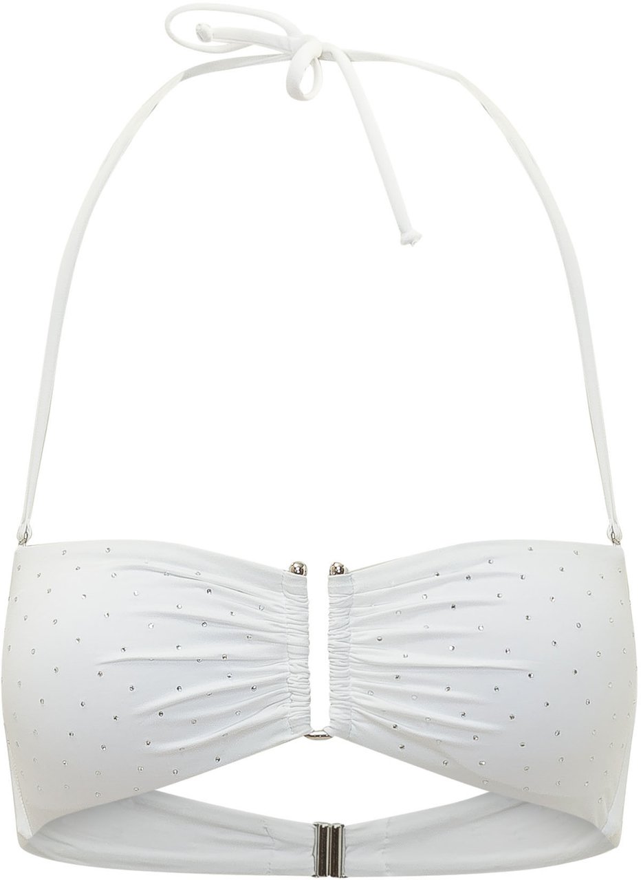 Sundek Top Bikini Bandeau con Allacciatura al Collo e Chiusura Frontale Wit