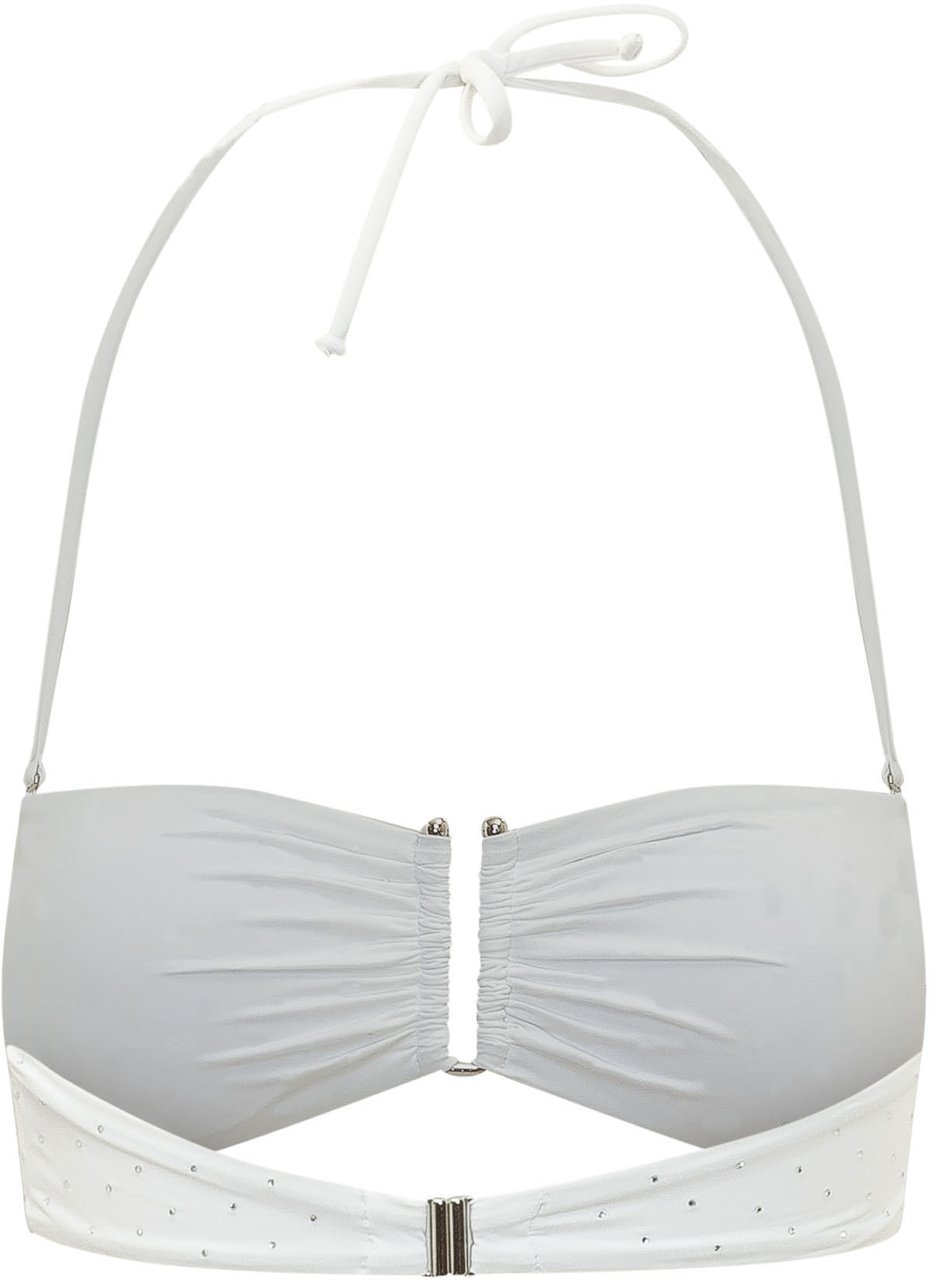 Sundek Top Bikini Bandeau con Allacciatura al Collo e Chiusura Frontale Wit