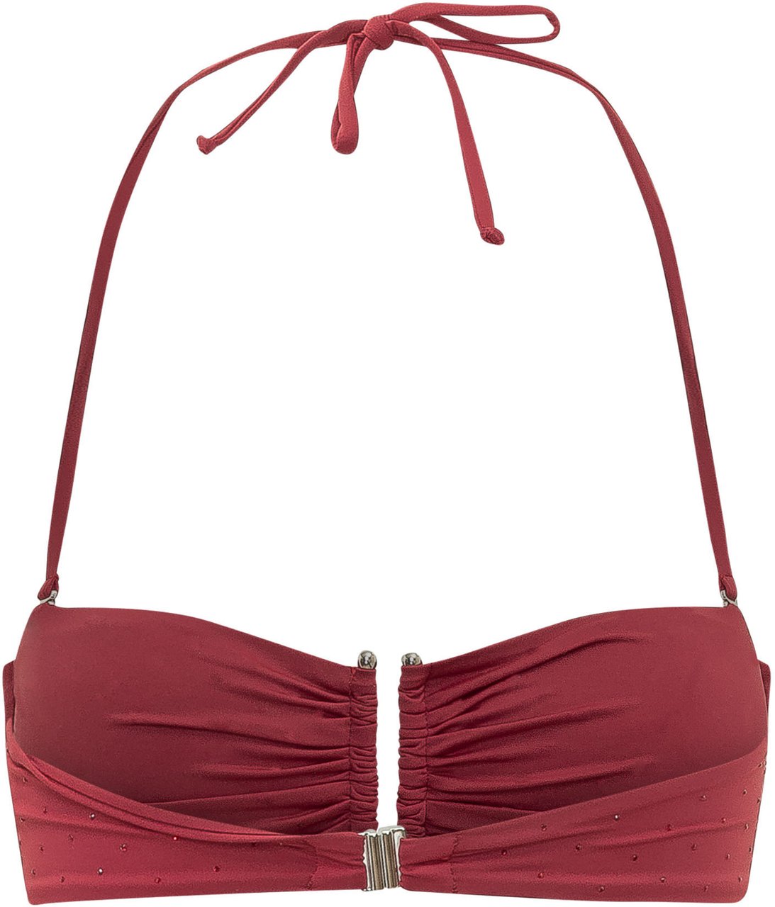 Sundek Top Bikini Bandeau con Allacciatura al Collo e Chiusura Frontale Maroon