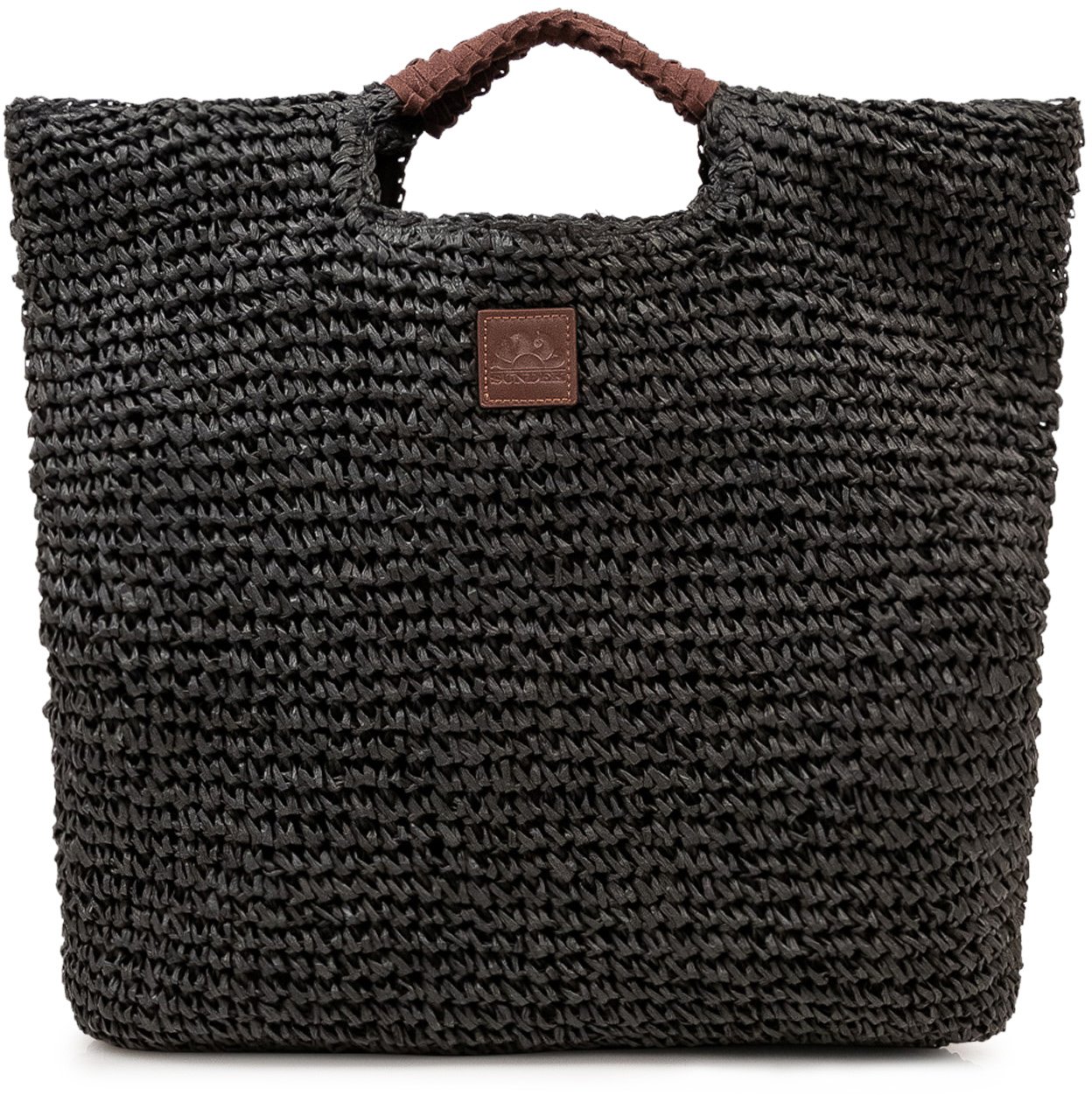 Sundek Borsa Tote Intrecciata con Manici Integrati Donkergrijs