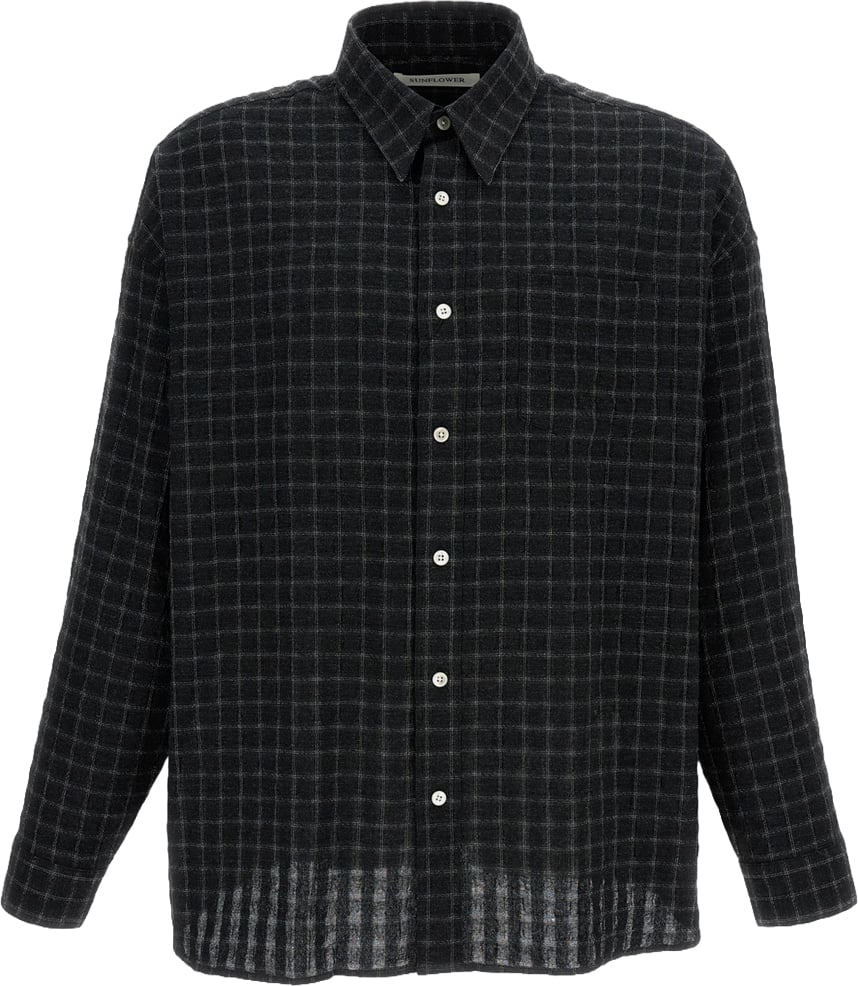 Sunflower Black Stable Seersucker Check Shirt Zwart