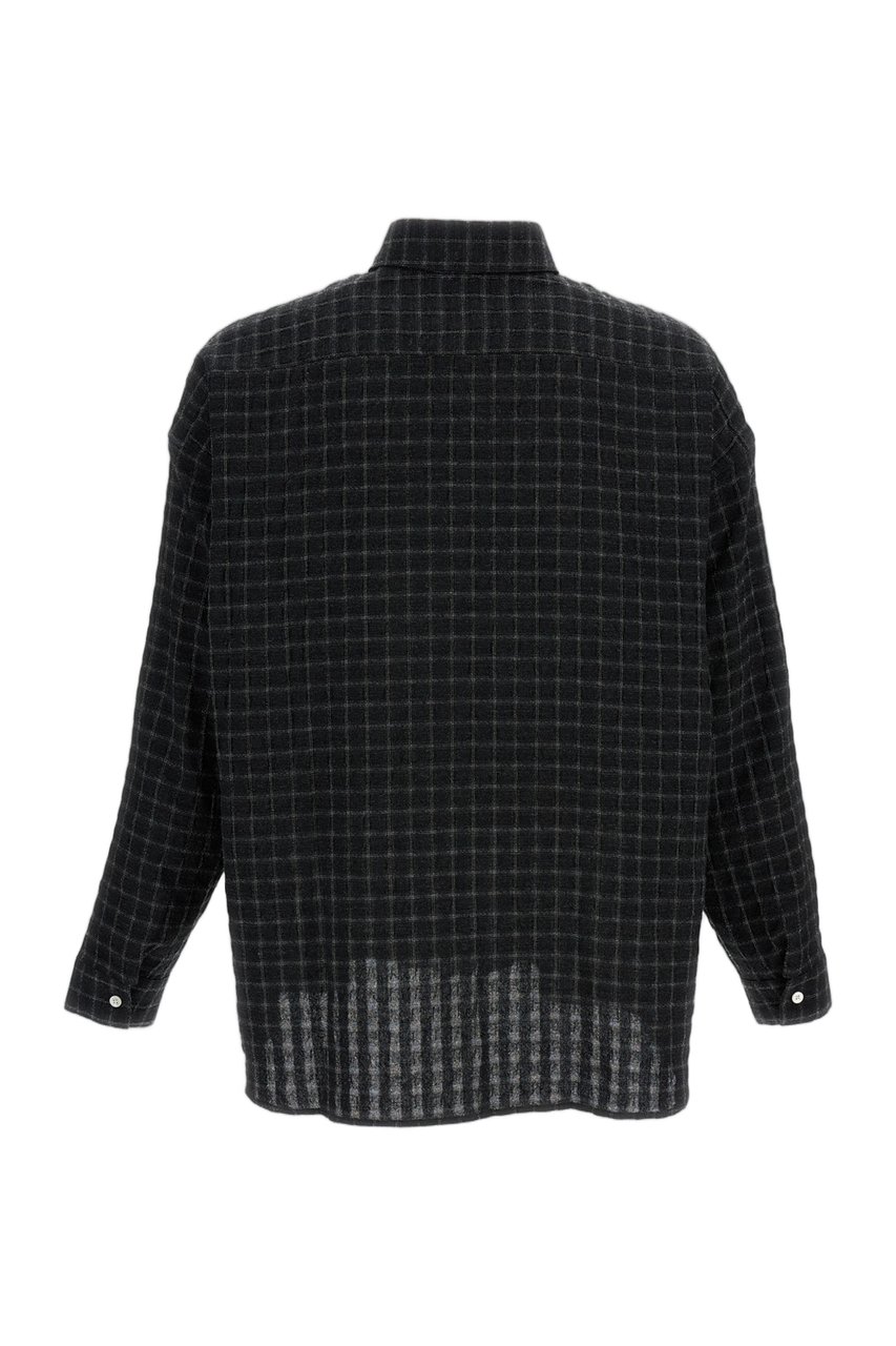 Sunflower Long-Sleeved Cotton-Blend Seersucker Shirt with Patch Pocket Zwart