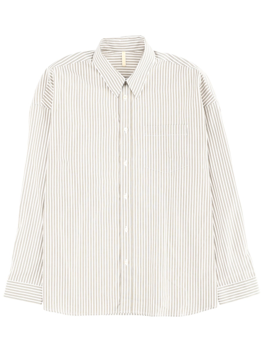 Sunflower Stable Loose Cotton Striped Shirt Wit