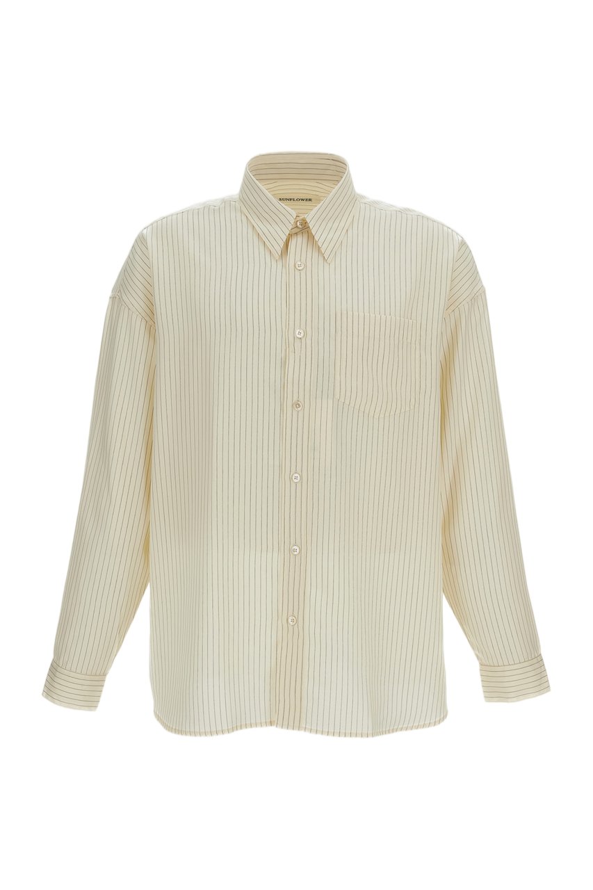 Sunflower Striped Oversized Long-Sleeved Shirt with Mother-of-Pearl Buttons Neutraal