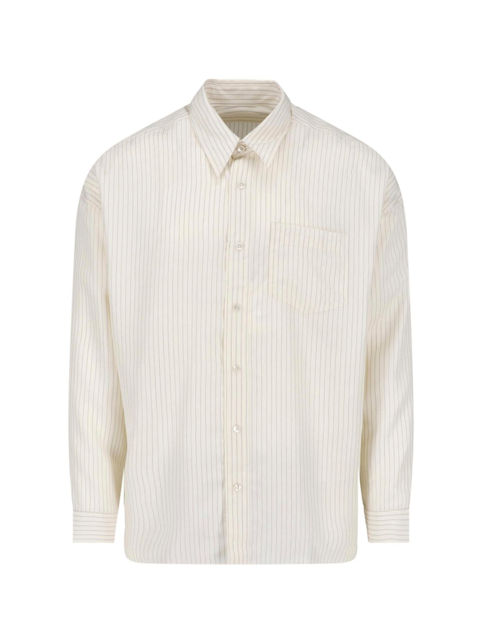 Sunflower Cream Striped Bowling Tencel Shirt Neutraal