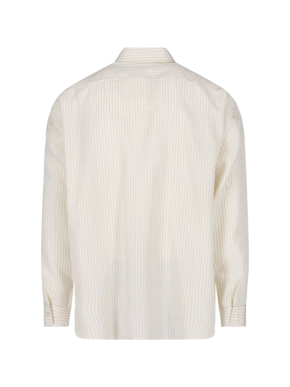 Sunflower Cream Striped Bowling Tencel Shirt Neutraal