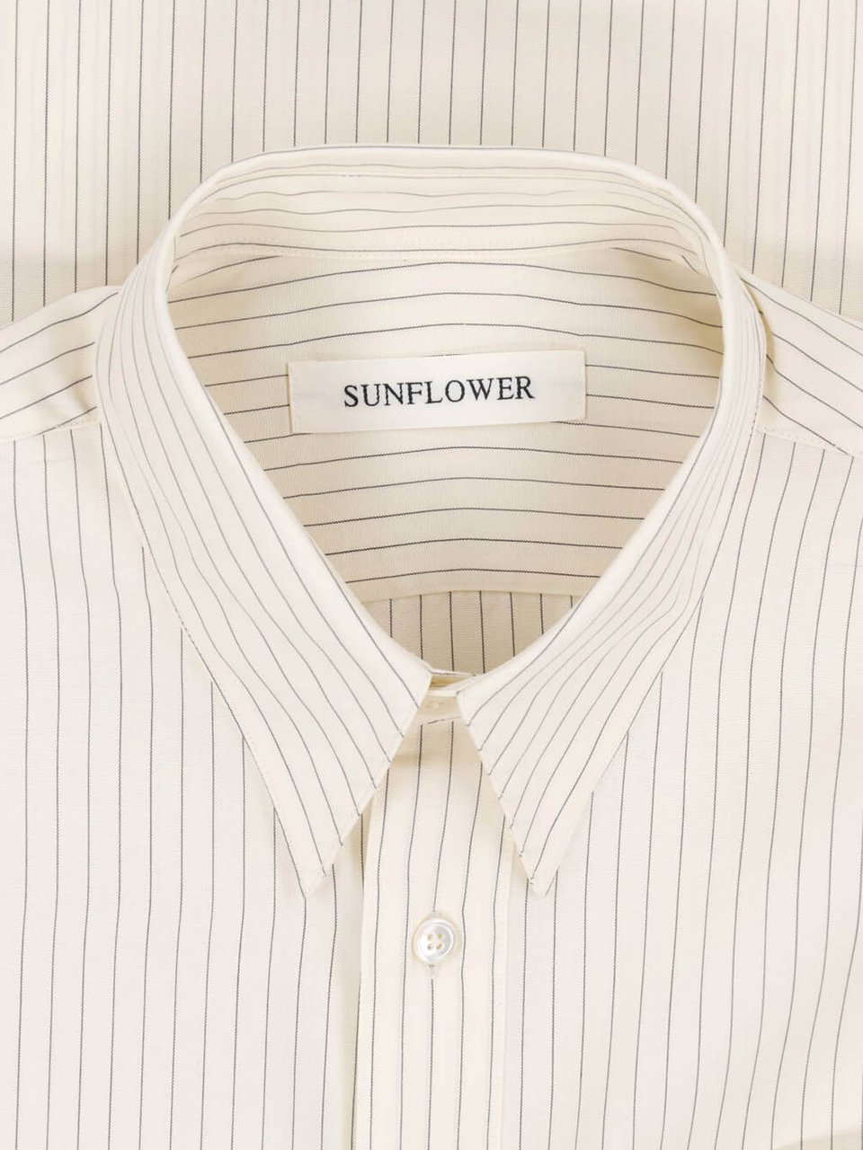 Sunflower Cream Striped Bowling Tencel Shirt Neutraal
