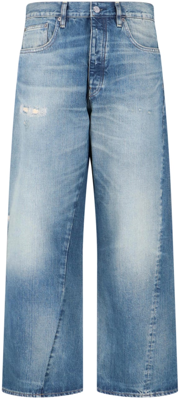 Sunflower Blue Twist Wide-Leg Distressed Jeans Blauw