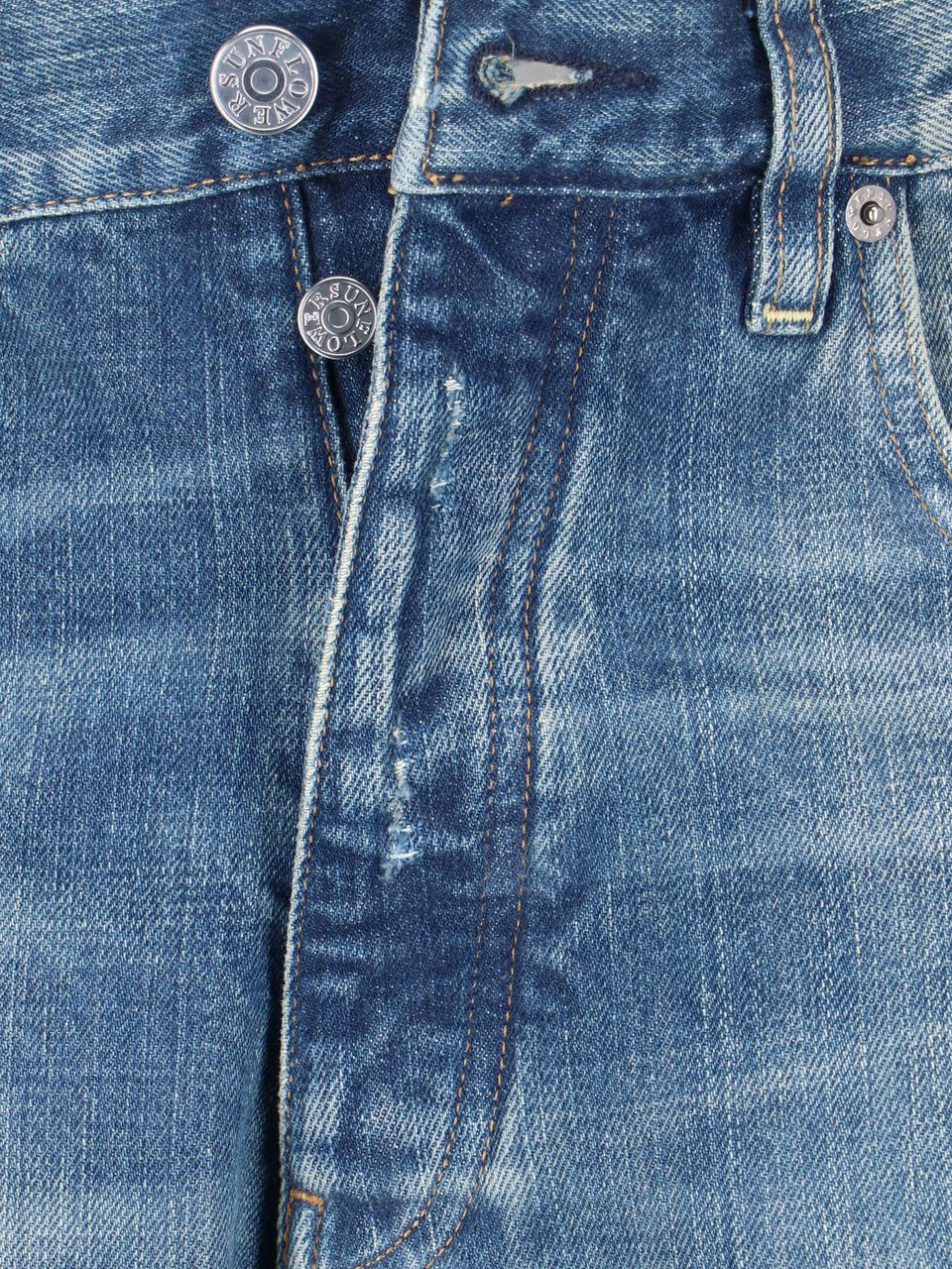 Sunflower Blue Twist Wide-Leg Distressed Jeans Blauw